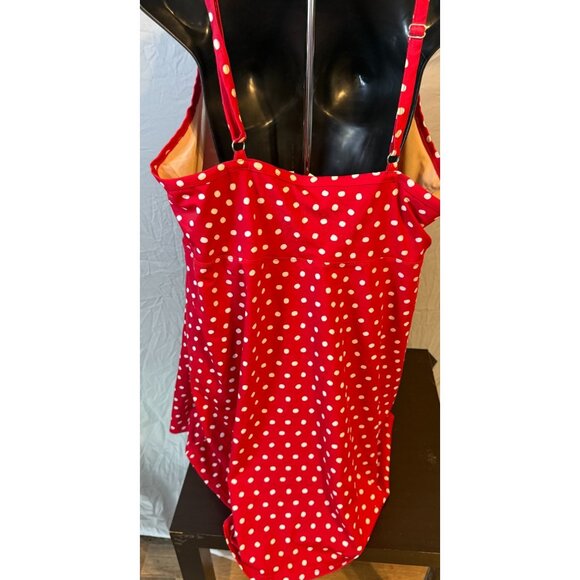 Roamans Swimdress Swimsuit Red Polka Dot Pinup Vibes Womens Plus Size 26W 4X - Picture 3 of 4